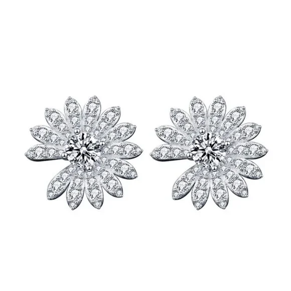 Certified 1ct. t.w. Moissanite Diamond Daisy Flower Stud Earrings NEW - Picture 2 of 10